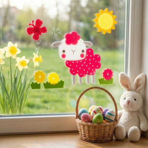 Húsvéti dekoráció - habmatrica - bárányos - 19 x 19 cm                                                BX57948A