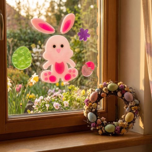 Húsvéti dekoráció - matrica - nyuszi - 19 x 19 cm                                                     BX57948B