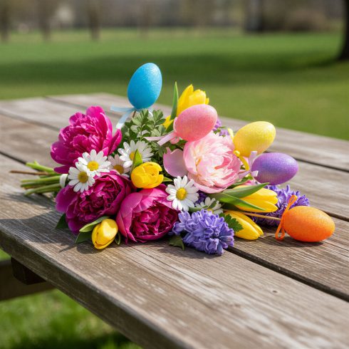 Húsvéti dekoráció - pálcikás tojás - 23 cm - 5 db                                                     BX57949