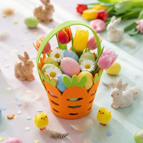 Húsvéti dekoráció - filc kosár - répa forma - 25 x O18 cm                                             BX57961