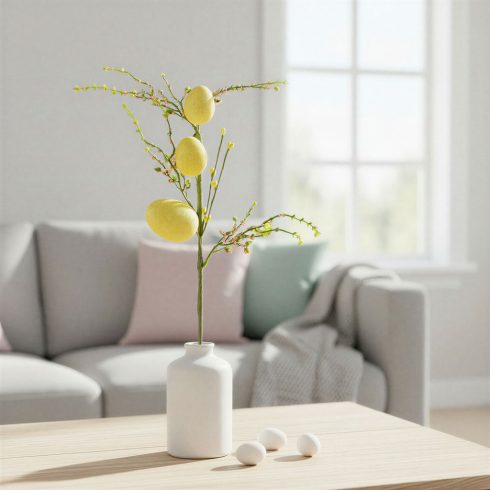 Húsvéti tojásfa ág - csillámos - sárga - 40 x 16 cm                                                   BX57965A