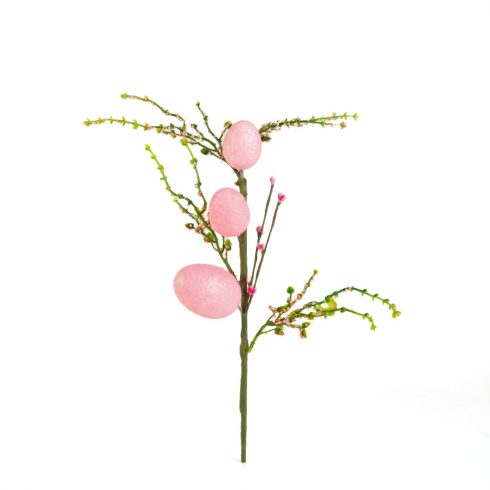 Húsvéti tojásfa ág - csillámos - rózsaszín - 40 x 16 cm                                               BX57965B