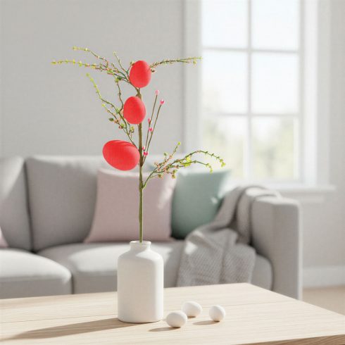 Húsvéti tojásfa ág - csillámos - piros - 40 x 16 cm                                                   BX57965C