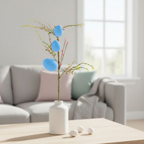 Húsvéti tojásfa ág - csillámos - kék - 40 x 16 cm                                                     BX57965D