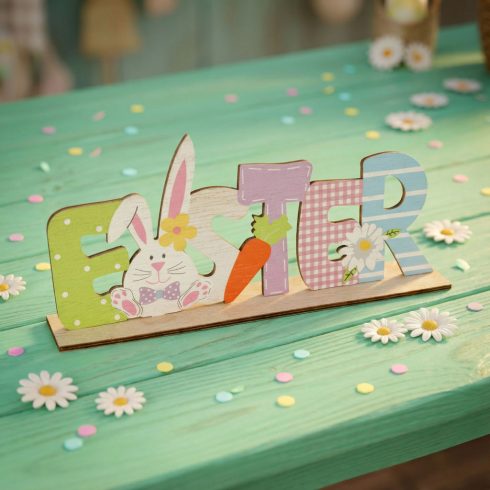 Húsvéti fekvő asztaldekoráció fából - nyuszis                                                         BX57968A