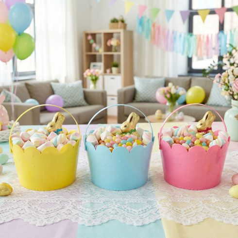 Húsvéti kiskosár - 3 féle szín - O20 x 13 cm                                                          BX57972