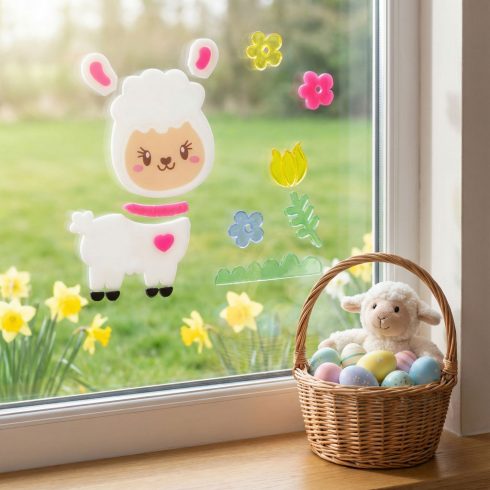 Húsvéti dekoráció - zselés ablakdekor - 19 x 19 cm - többféle                                         BX57986