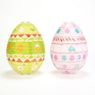   Húsvéti dekoráció - papír lampion - tojás - zöld, rózsaszín - O30 cm                                  BX57990