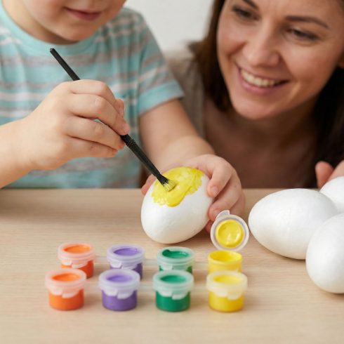 Húsvéti dekoráció - húsvéti habtojás festő szett - 6 cm - 6 db tojás                                  BX57995
