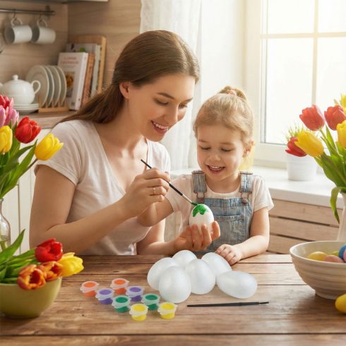 Húsvéti dekoráció - húsvéti habtojás festő szett - 6 cm - 6 db tojás                                  BX57995