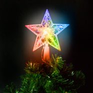   Karácsonyi LED-es csillag csúcsdísz - 10 LED - 15 cm - RGB - 2 x AA                                   BX58034