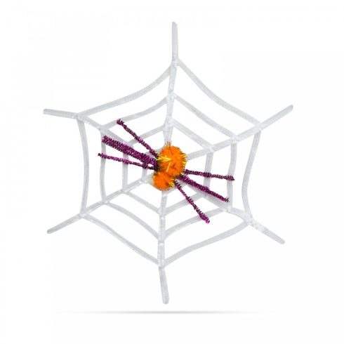 Pókháló pókkal - halloween-i dekoráció - fehér                                                        BX58101