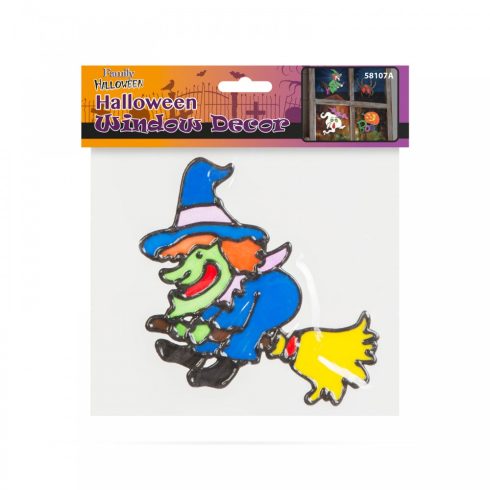 Halloween-i ablakdekor - színes boszorkány                                                            BX58107A
