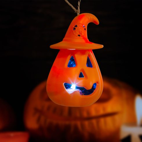 Halloween-i LED lámpa - felakasztható - narancs / fekete - elemes                                     BX58116