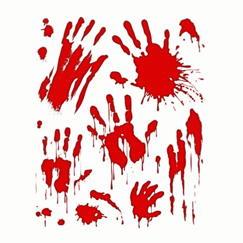 Halloween-i ablakmatrica szett - véres kezek - 8 részes                                               BX58131D