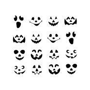   Halloween-i fólia matrica szett - fekete tök arcok - 16 db / csomag                                   BX58131E