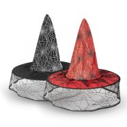   Halloween-i boszorkány kalap - 2 szín - poliészter - 38 cm                                            BX58152