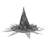   Halloween-i boszorkány kalap - fekete, pókhálós - 38 x 32 cm                                          BX58152B