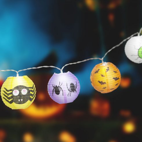 Halloween-i lampion fényfüzér - 7,5 x 110 cm - 2 x AA elemes                                          BX58155
