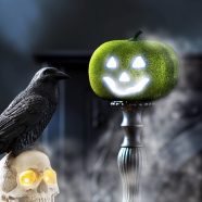   Halloween-i RGB LED dekor - habszivacs tök - zöld - 11 cm                                             BX58162E