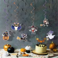   Halloween-i dekoráció szett - 6 féle motívum - csillogó spriál akasztóval                             BX58171