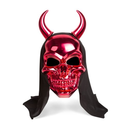 Fényes koponya maszk - piros ördög - felnőtt méret - 16 x 30 cm                                       BX58185B