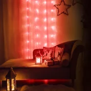   Fényfüggöny - 48 db piros LED - 60 x 120 cm - 2 x AA                                                  BX58187