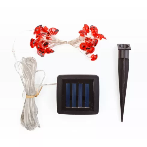 Szolár LED fényfüzér - katicabogár - 2,4 m - 25 LED - melegfehér                                      BX58220B