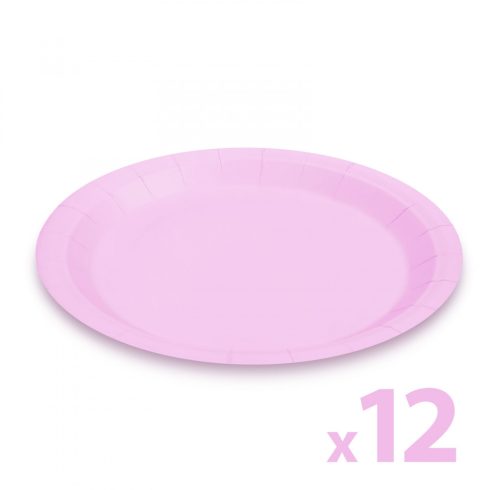Papírtányér szett - rózsaszín - 23 cm - 12 db / csomag                                                BX58235C