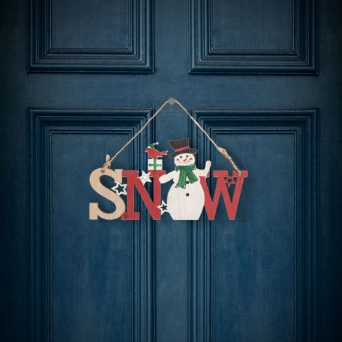 Karácsonyi dekor fából - hóember - akasztóval - 17 x 9 cm                                             BX58250B