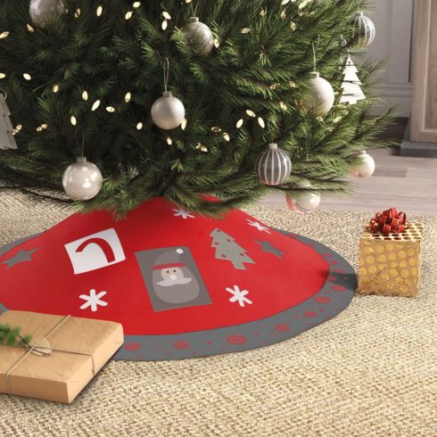 Karácsonyfa alá terítő - 97 cm - poliészter - szürke / piros                                          BX58277A