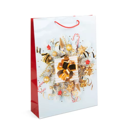Karácsonyi ajándéktasak - papír - 330 x 102 x 457 mm - 4 féle / csomag - 12 db / csomag               BX58300