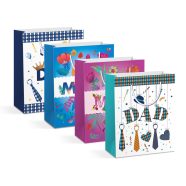   Ajándéktasak - papír - 265 x 127 x 330 mm - 4 féle / csomag - 12 db / csomag                          BX58306