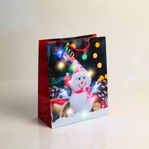 Ajándéktasak - 10 színes LED, papír - 265 x 127 x 330 mm - 4 féle / csomag - 12 db / csomag           BX58326