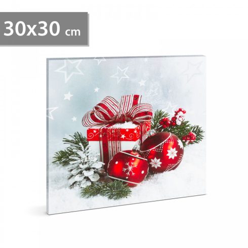 Karácsonyi LED-es hangulatkép - fali akasztóval, 2 x AA, 30 x 30 cm                                   BX58454B