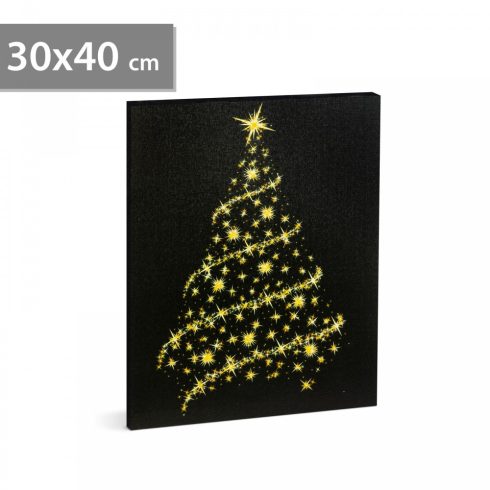Karácsonyi LED-es hangulatkép - fali akasztóval, 2 x AA, 30 x 40 cm                                   BX58456B