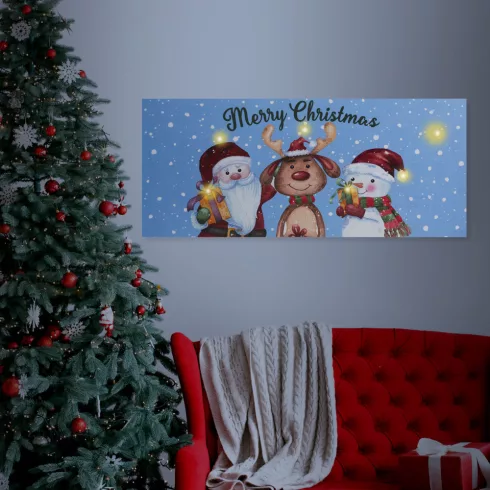 Karácsonyi LED-es hangulatkép - fali akasztóval, 2 x AA, 70 x 30 cm                                   BX58464