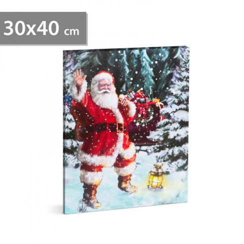 Karácsonyi LED-es hangulatkép - fali akasztóval, 2 x AA, 30 x 40 cm                                   BX58465
