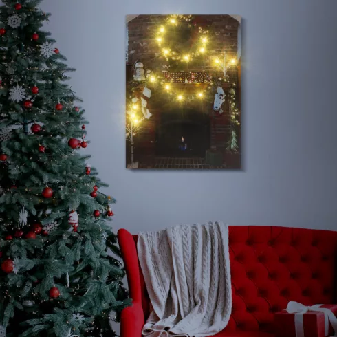 Karácsonyi LED-es hangulatkép - fali akasztóval, 2 x AA, 30 x 40 cm                                   BX58467