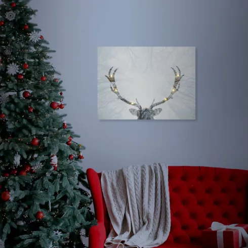 LED-es fali hangulatkép - rénszarvas -  2 x AA, 40 x 30 cm                                            BX58481A