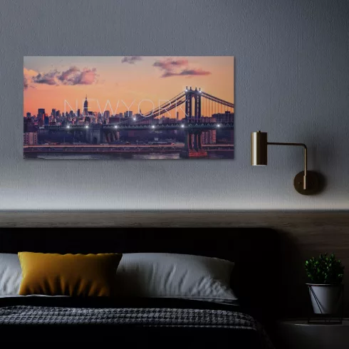 LED-es fali hangulatkép - colNew Yorkcol -  2 x AA, 38 x 78 cm                                        BX58484