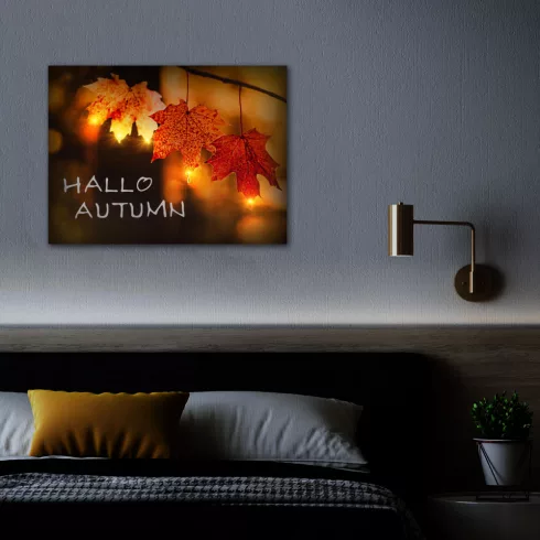 LED-es fali hangulatkép - colHello őszcol -  2 x AA, 40 x 30 cm                                       BX58502
