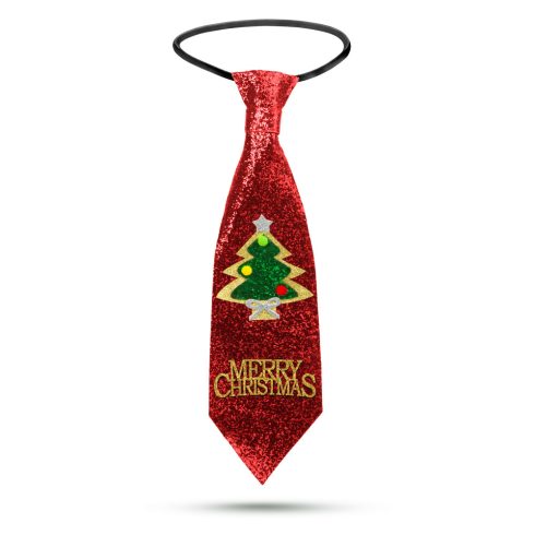 Karácsonyi nyakkendő - piros glitteres - 41 x 11 cm                                                   BX58510A