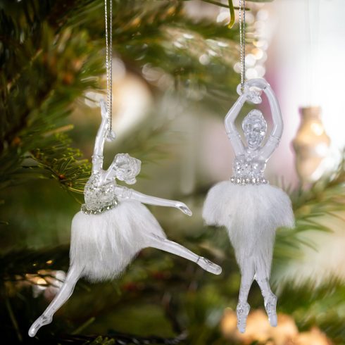 Karácsonyi dísz - akril balerina - 14 x 4 x 4 cm - 2 db / csomag                                      BX58512