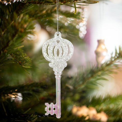 Karácsonyi dísz - irizáló, akril kulcs - 165 x 60 x 10 mm                                             BX58518