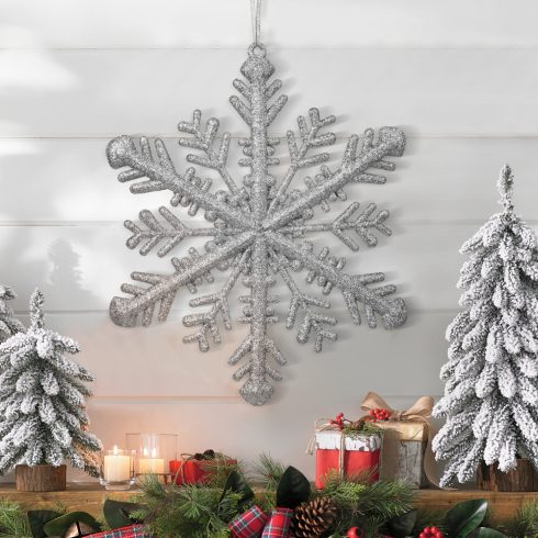 Karácsonyi dísz - ezüst jégkristály - 29 x 29 x 1 cm                                                  BX58519B