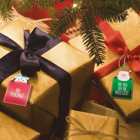 Karácsonyi ajándék címke - papír - 9 x 5 cm - 12 db / csomag                                          BX58525