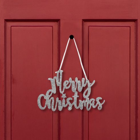 Karácsonyi dekoráció - colMerry Christmascol felirat - 20 x 12 cm - ezüst                             BX58541B