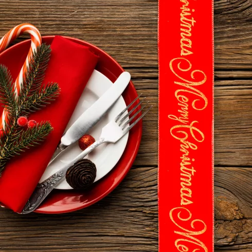 Karácsonyi szalag - piros - colMerry Christmascol - 60 x 8 cm                                         BX58583