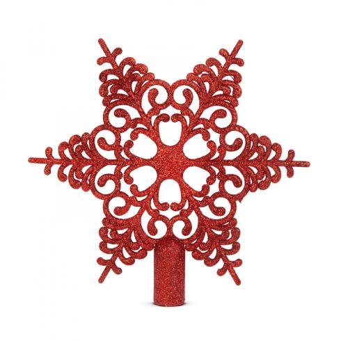 Karácsonyfa csúcsdísz - hópehely alakú - 20 x 20 cm - piros                                           BX58608C